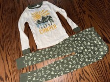 Boys 5T Wonder Nation Long Sleeve 2 Piece Pajama Set Happy Camper Green