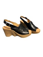 Famolare Ciao Ma Che Carbone 8 Tomaia in Pelle Spessa Cuneo Ondulato Cinturino Posteriore