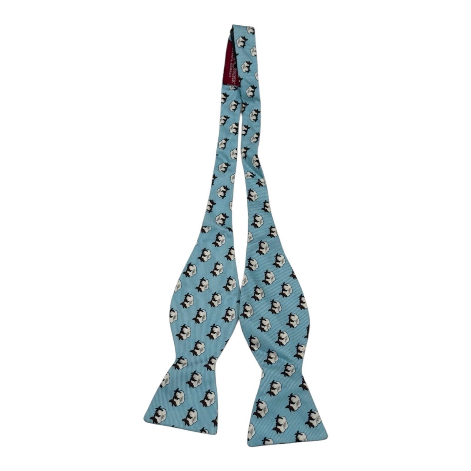 Blue silk Pattern Bow Tie - image 1