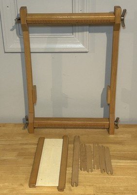 Vintage Kircher Webrahmen Rahmen Wood Loom 13''x18'' With Accessories