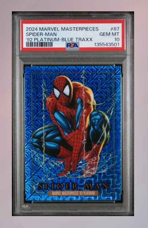 2024 Marvel Masterpieces '92 Platinum SPIDER-MAN Blue Traxx #87 PSA 10 Gem 💎