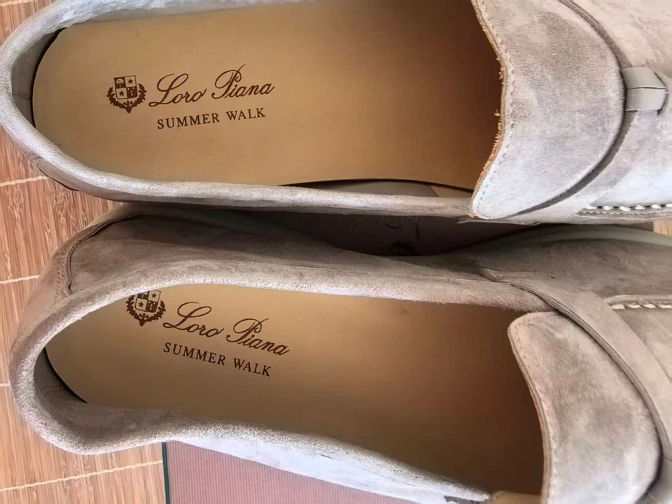 LORO PIANA Para hombres Moda Mocasines Tenis Suave Causal Zapatos Gris Talla US12 (46) Foto 2 de 4