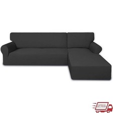 Stretchy Non Slip Sectional Couch Covers 2 pcs Elastic Slipcovers L Shape Sofa