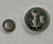 El Salvador One Colon and Five Colones 150th Independence Proof 1971