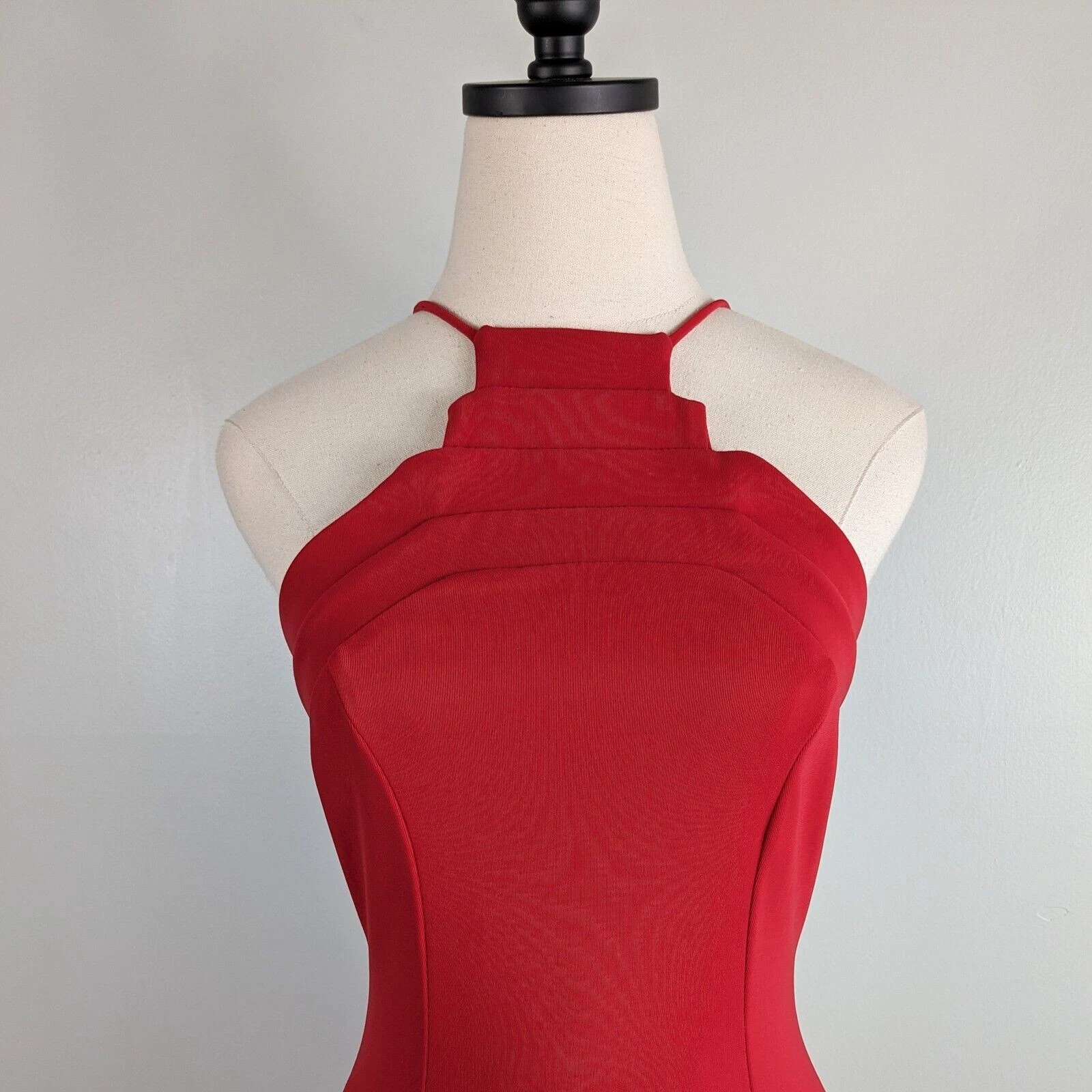 Maxi abito vintage abito da ballo M rosso anni 90 glam bodycon San Valentino sera festa