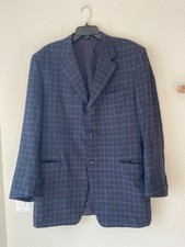 Canali Men's 100 Wool Textured Knit 2-Button Blazer Blue   Italy   56R US