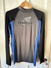 O'Neill Skins Rash Guard Men's XL Gray Black Blue Long Sleeve Surf Swim Shirt