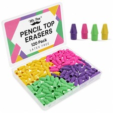 Mr. Pen- Pencil Top Erasers Bulk, 120 Pack, Latex-Free, No-Smudge  Cap Penci...