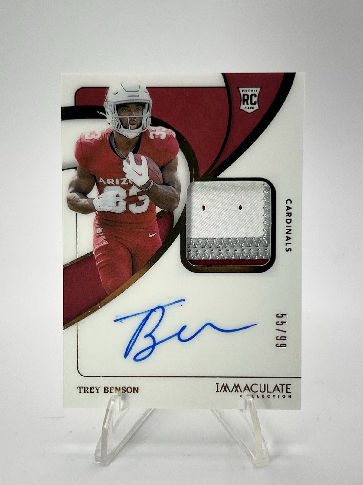 2024 Panini Immaculate Trey Benson RC Patch Auto /99 #119 Cardinals