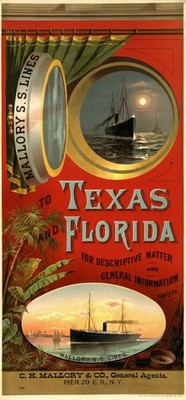 Mallory S.S. Lines (Mallory Steamship Lines)    Historisches Werbeplakat ca 50x2
