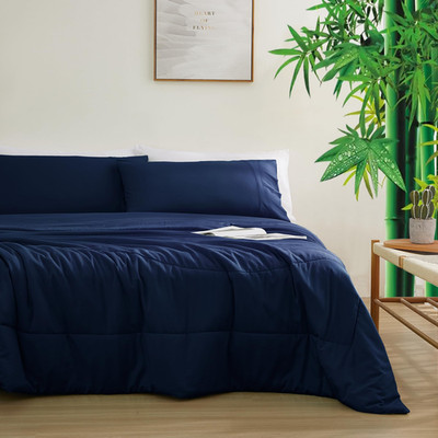Zaizaihome Natural Cooling Bamboo Viscose Comforter Set King Size 3 Pieces Soft