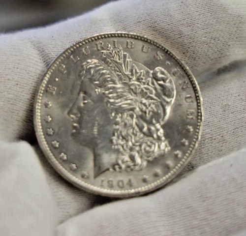 1904 O US Morgan Silver Dollar $1 AU (Cleaned)