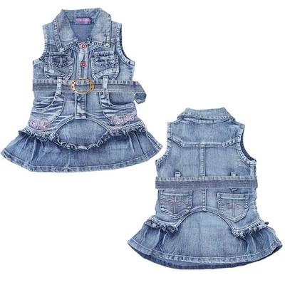 Kinder Mädchen Rock Kleid Jeansrock Sommerkleid Mädchenkleid Jeanskleid Blau - Bild 1 von 3