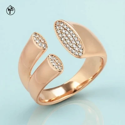 Ring Vergoldet Rosegold Gold 585 Rolled Mit Zirkonia Für Frauen Anpassbar - Bild 1 von 4