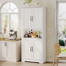 70'' Tall Kitchen Pantry Cabinet Freestanding Storage Cabinet Adjustable Shelves