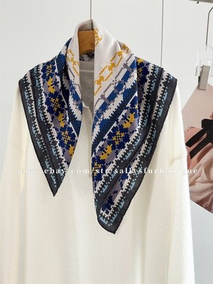 70% Cashmere 30% Silk Collar Knitted Print Double Face Collar Scarf 26''