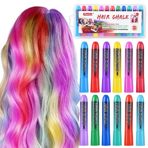 Hair Chalk for Girls Washable, 12-Color Temporary Hair Chalk for Girls Gifts ...