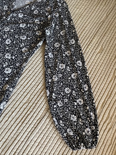 MICHAEL KORS Black White Floral Signature Gold Button A-Line Midi Dress M $145 - Picture 23 of 24