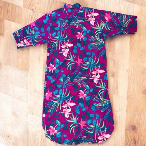 Seidiger Satin Jacquard Valerie Stevens Magenta Kaftan Blumen Lounge Maxikleid Morgenmantel - Bild 6 von 10