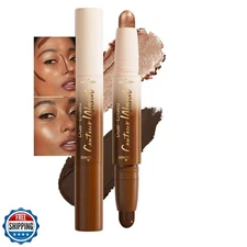 Black Cocoa + Bronzer Shimmer Contour Stick Dual Ended Face Body Makeup Water
