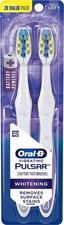 Oral-B Pulsar 3D White Pulsar Battery Toothbrush, Soft, 2 Count Colors May Vary