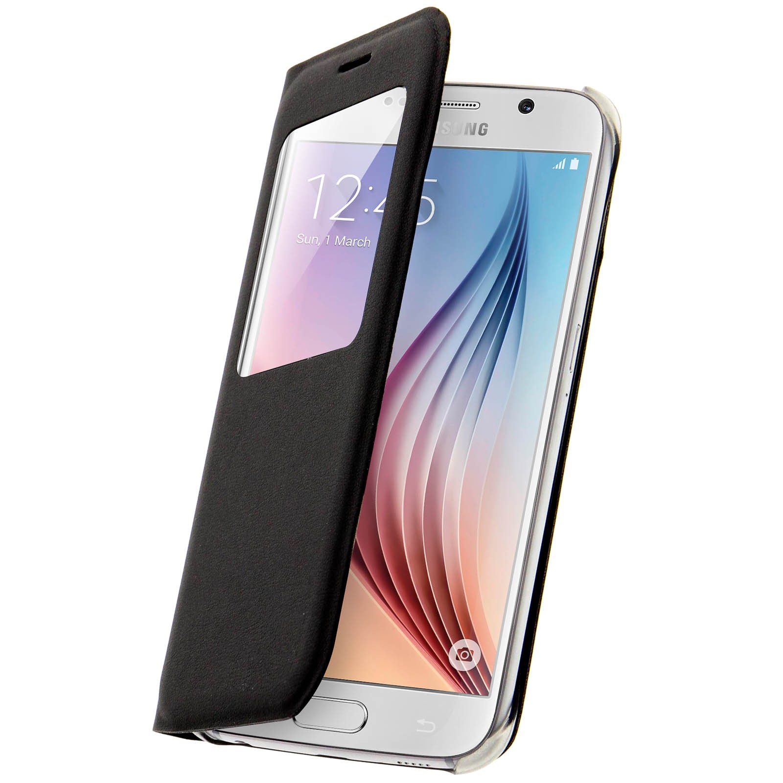 Étui fenêtre pour Galaxy S6 avec protection écran rabat interactif ultra fin slim