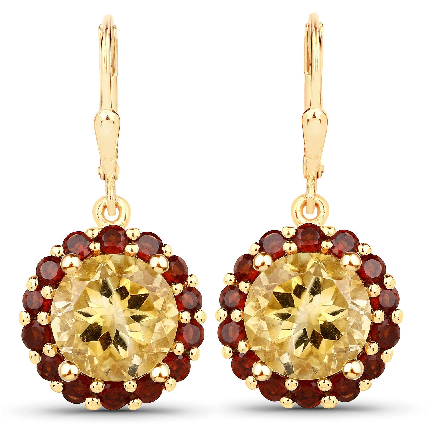 8.44ct Genuine Citrine & Garnet Sterling Silver Earrings