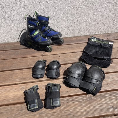 K2 Raider Kinder Inline-Skates 35 36 37 38 39 40 Blau + K2 Protektoren -Set S