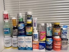 Lot 22 Used Medium Small Plastic Empty Pill Bottles Vitamins Medication Boxes