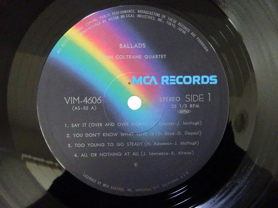 John Coltrane Quartet Ballads MCA Records VIM-4606 Japan  VINYL LP - Image 3 of 3
