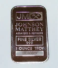 JM Johnson Matthey Vintage Silver Bar 1 OZ Troy Ounce .999 Bullion C157787