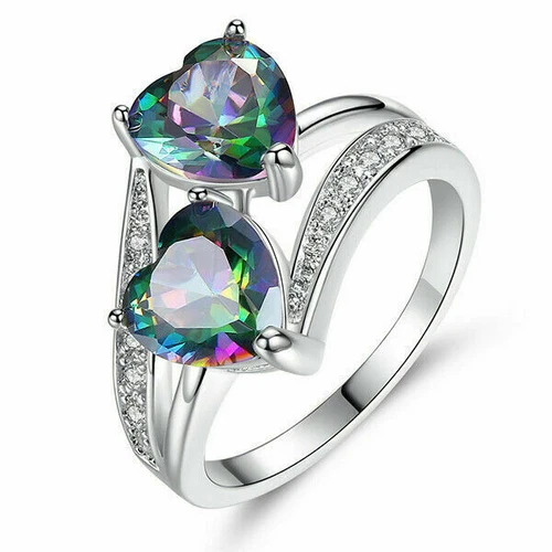 925 Silver Ring Jewelry Mystic Topaz Women Wedding Engagement Rings Size 6-10 - Picture 56 of 57