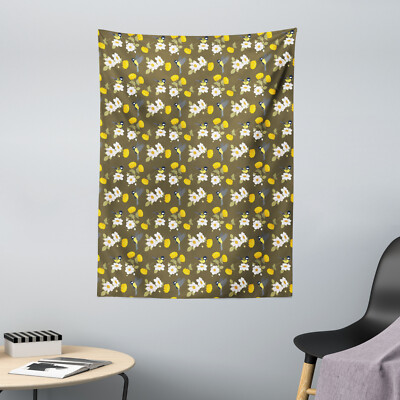 Gelber Vogel Mikrofaser Wandteppich Blumen und Avian