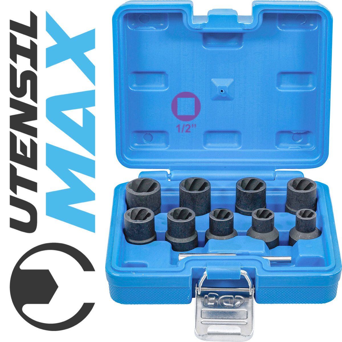 Set Estrattore Dadi Rovinati 10-19mm - 10 Pezzi per Bulloni Spanati