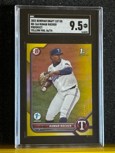 2022 Bowman Draft 1st Edition #BD-164 Kumar Rocker 1st Yellow Foil /75 *SGC 9.5*