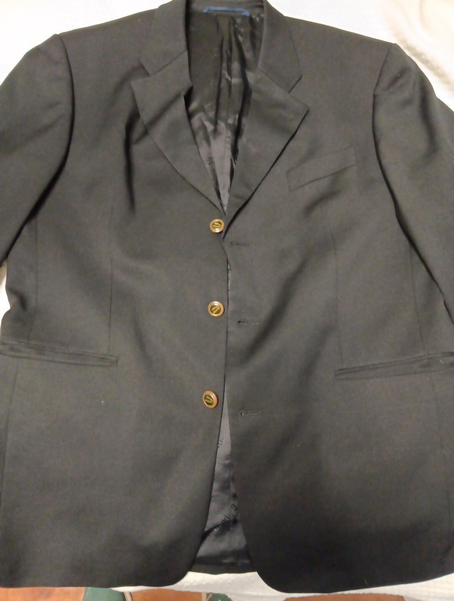 70s ITALY Made Wool Gold button Coat コート 1970S Navy Wool Men's Double Breasted Military Coat With