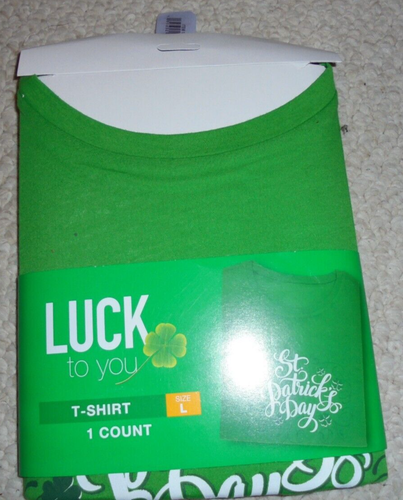 St. Patrick's Day Green Short-Sleeve T-Shirt 100% Cotton with clover size XL, L - Picture 6 of 6