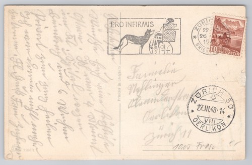 Happy Easter Four Chicks and a Frog Switzerland Postcard - Picture 2 of 2