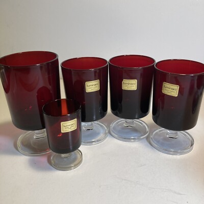 Lot of 5 Luminarc Glasses France Various Sizes - 4 New With Labels