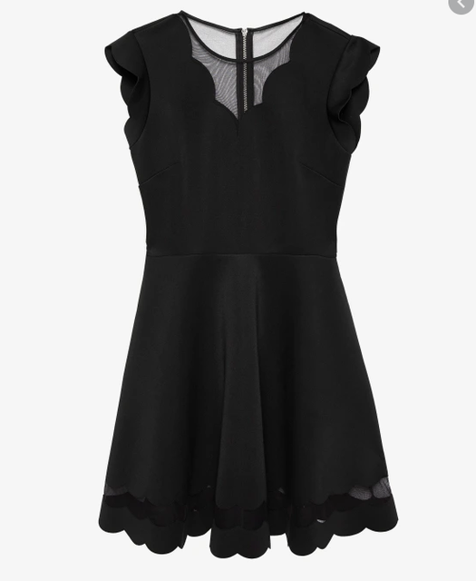 omarria mesh and scallop skater dress