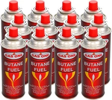 12 Butane Fuel GasOne Canisters for Portable Camping Stoves Brand New