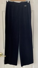 St. John Sport Velour Pull On Sweat Pants Women Size P Velvet Black Loose Fit
