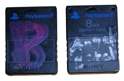 2x Official Original OEM Sony PlayStation 2 II Memory Card Black PS2 Authentic!