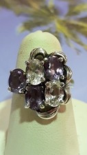 Gorgeous Amethyst and White Topaz Ring 925 Sterling Silver - Size 7
