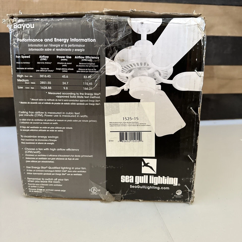 Sea Gull Lighting Bayou 42 in. Indoor / Outdoor Ceiling Fan -White - Image 2 of 4