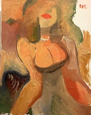 Cubism Boudoir French Portrait Interior Oil Painting Original Signed 16x20 BVC