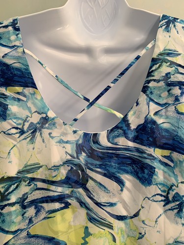 NY Collection Übergröße 1X transparente Bluse Blumenmuster Lagenlook Cold Shoulder Träger - Bild 7 von 12