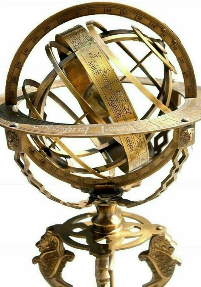 18" Solid Brass Armillary Sphere Vintage Nautical Astrolabe Globe Nautical Decor - Image 4 of 4