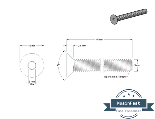 M3 M4 M5 M6 M8 Stainless Steel Hex Drive Flat Head Screw A2 Qty:10,20,50,100pcs - Picture 55 of 95