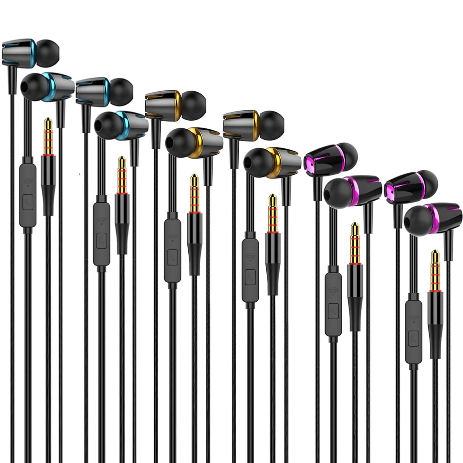 Cianyyee 6 Pack Wired Earbuds with Mic Heavy Bass Headphones